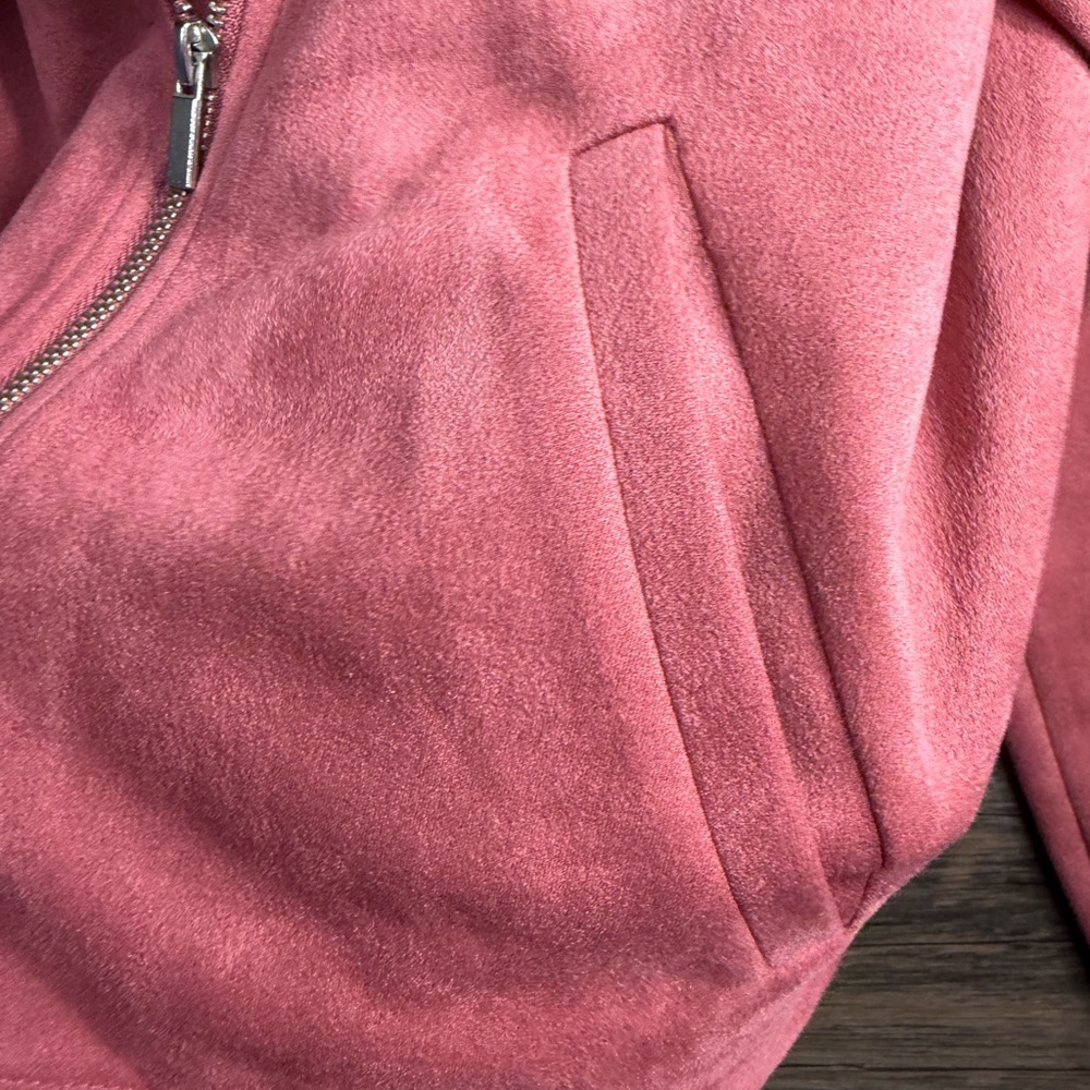 Dusty Rose Moto Jacket - Women’s Zip-Up Coat - Picture 7 of 8